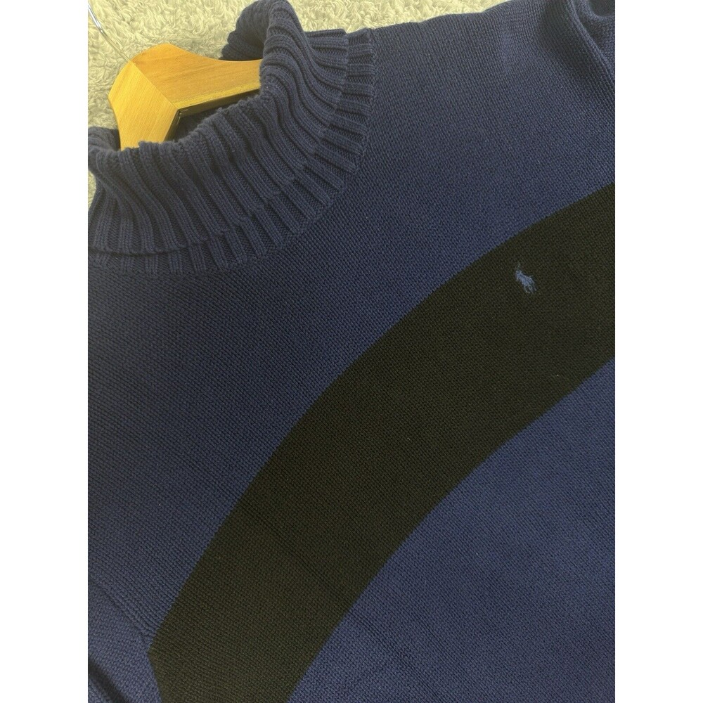 Vintage Polo Ralph Lauren Turtleneck Sweater Pullover Mens Large Blue/black